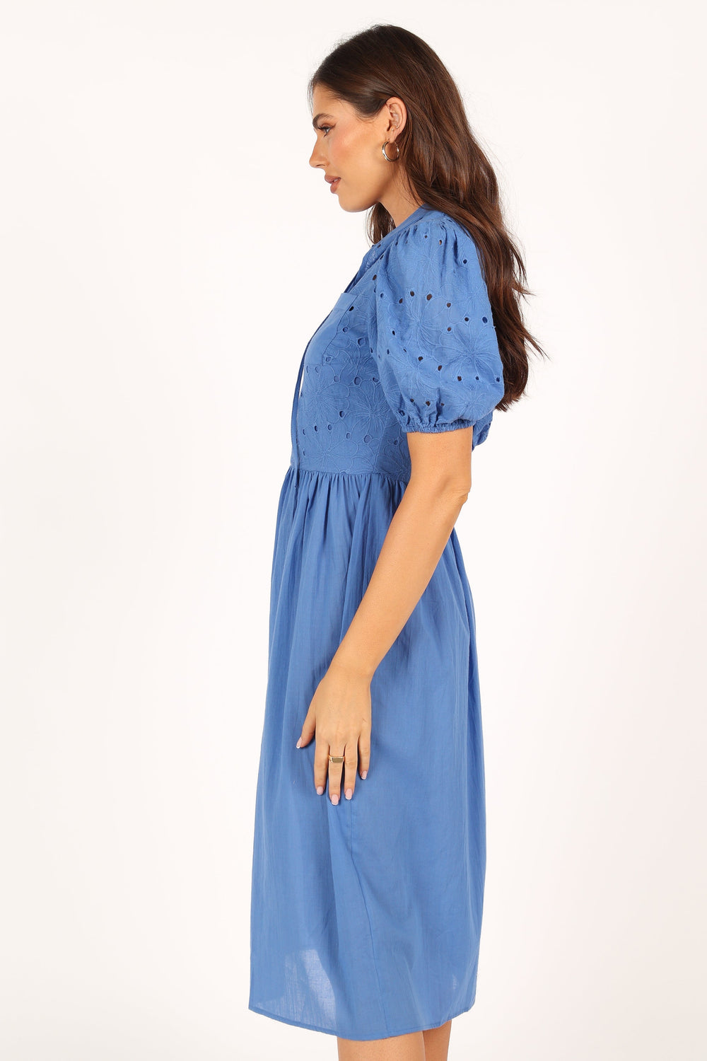 dusty blue midi dress